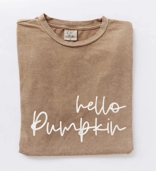 HELLO PUMPKIN MINERAL WASHED TOP