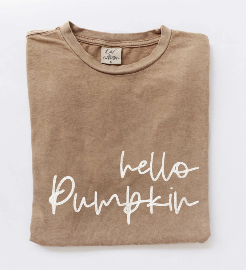 HELLO PUMPKIN MINERAL WASHED TOP
