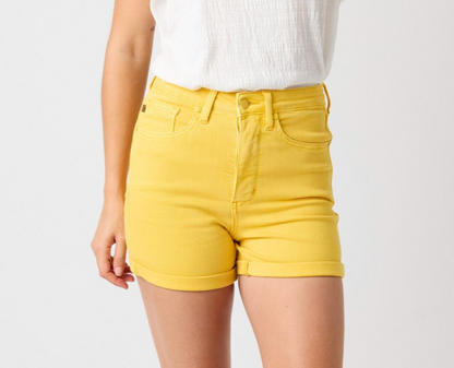 HR TUMMY CONTR DENIM SHORTS