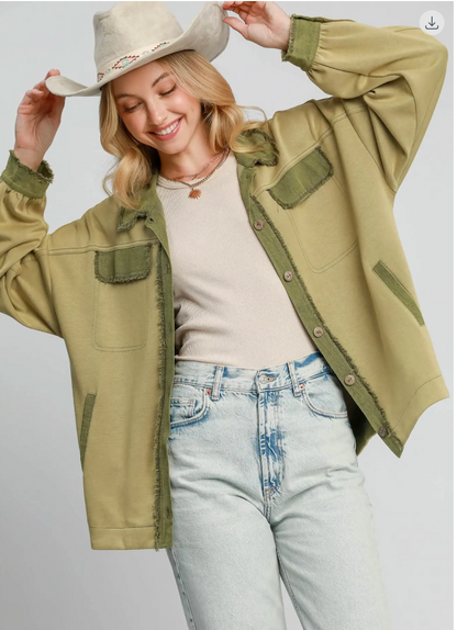 LUXEKNIT SHACKET FRAY EDGE