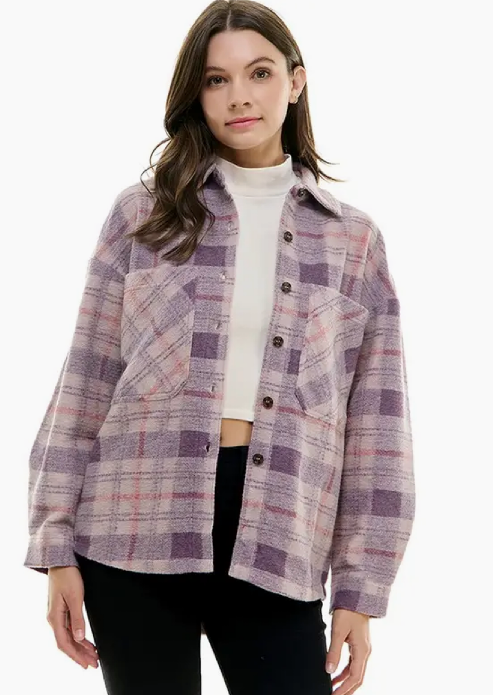 PURPLE PLAID SHACKET