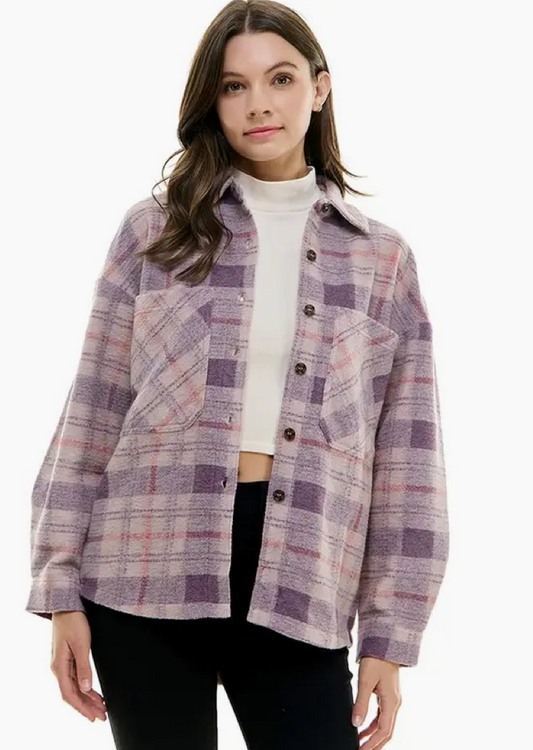 PURPLE PLAID SHACKET