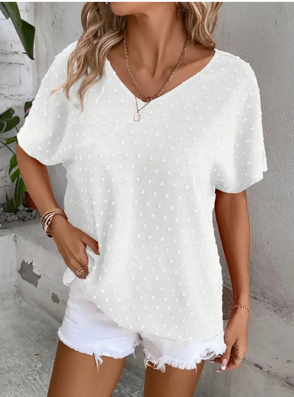 SWISS DOT VNECK TOP