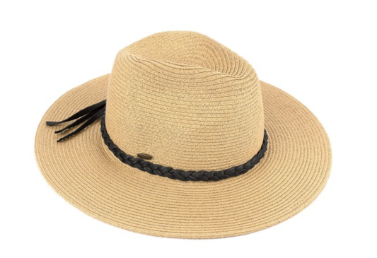 STRAW PANAMA HAT W/LEATHER BAND