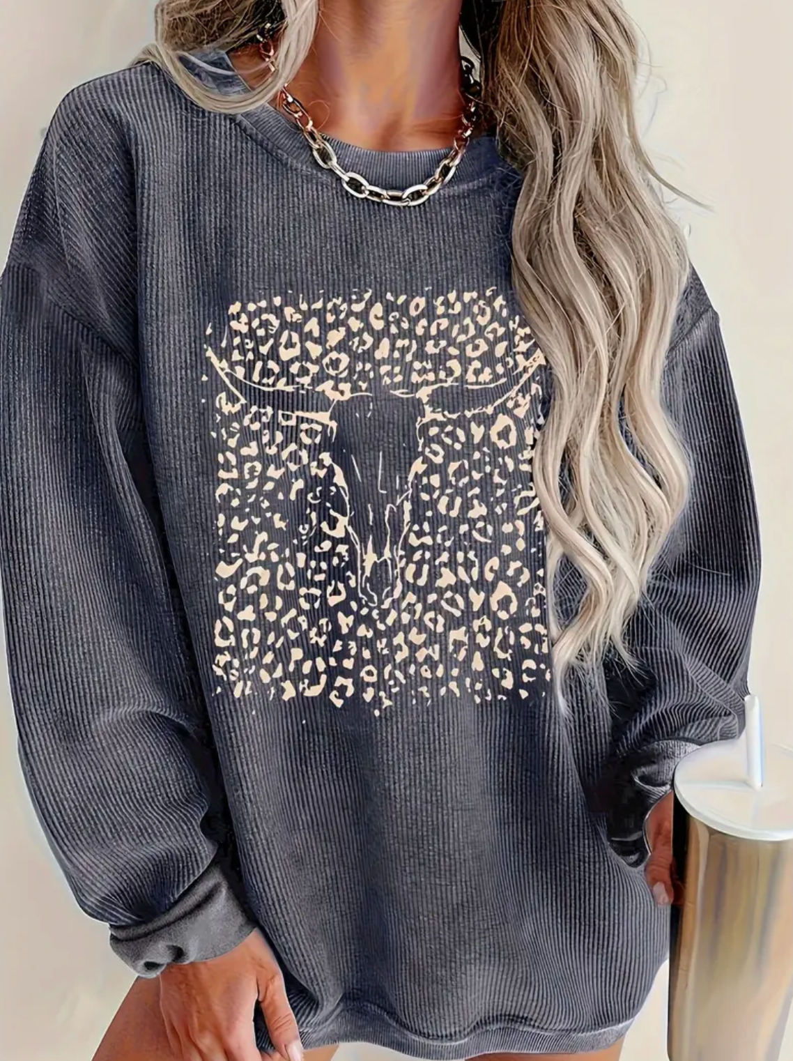 COWSKULL CORDED CREW