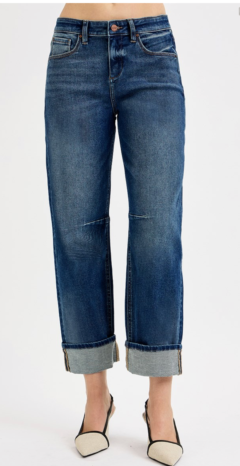 SLOUCHY CROP BARREL CUFF JEANS
