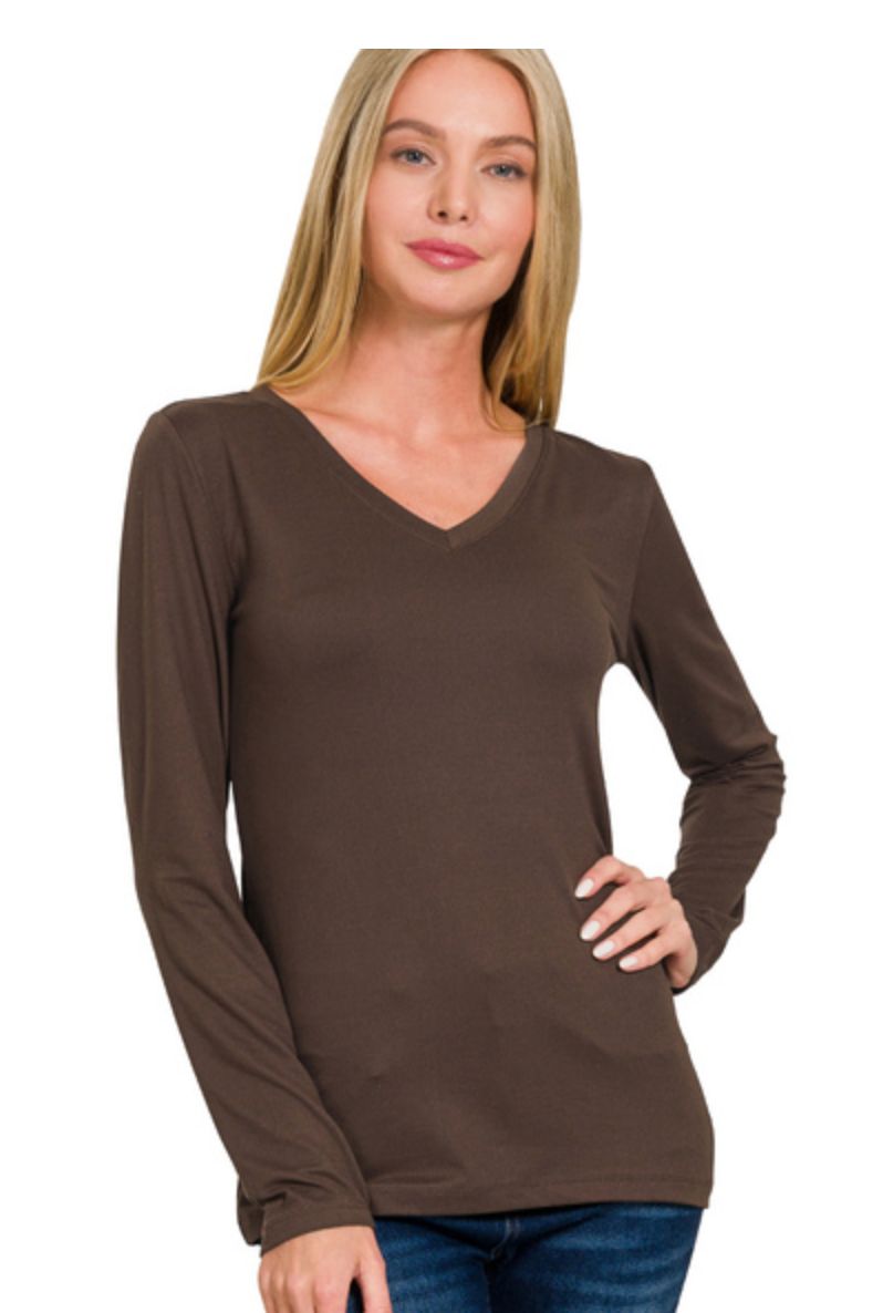 MF L/SLV VNECK TEE