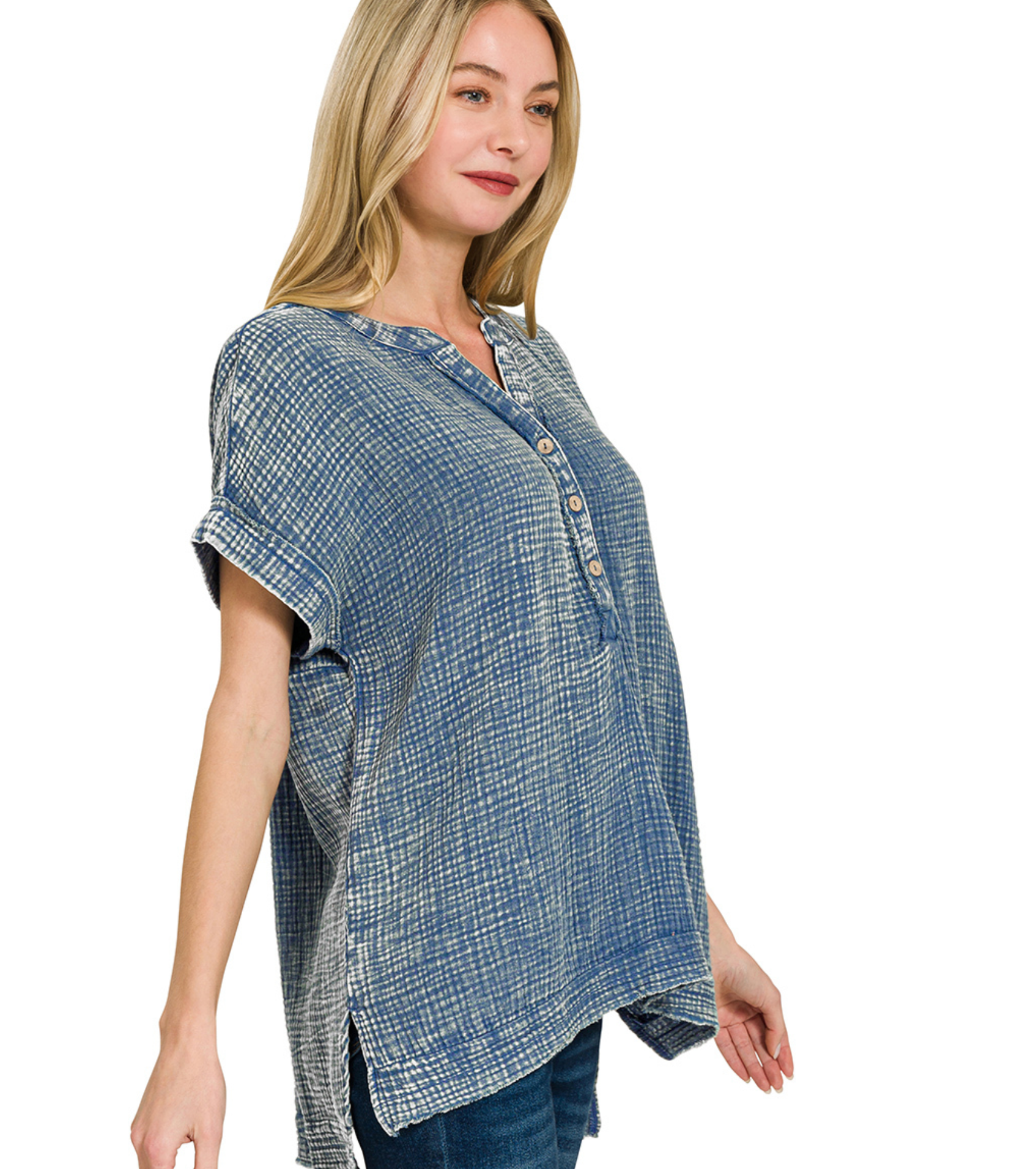 3/4 BUTTON HENLEYNK SHIRT