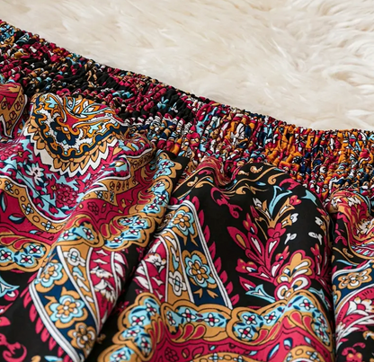 PAISLEY PRINT WIDE LEG PANT