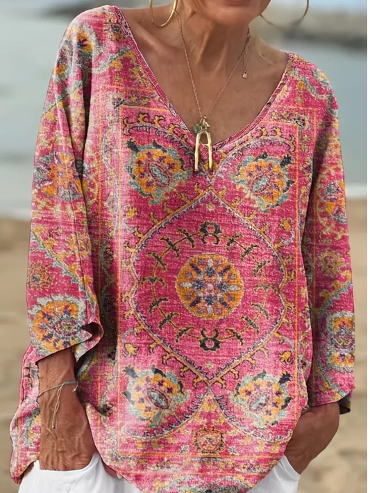 VNECK BOHO 3/4 SLEEVE TOP