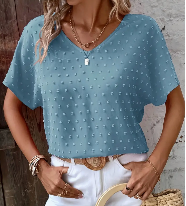 SWISS DOT VNECK TOP