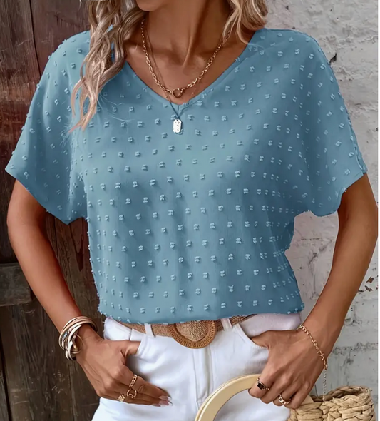 SWISS DOT VNECK TOP