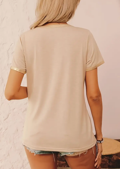 METALLIC CREWNECK TOP