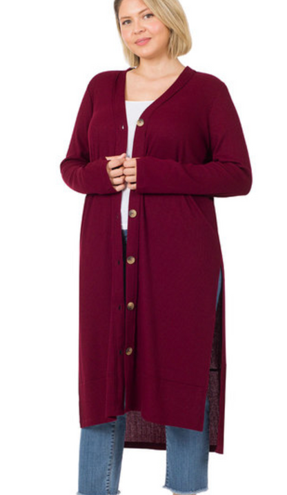 RIBBED LONG CARDIGAN