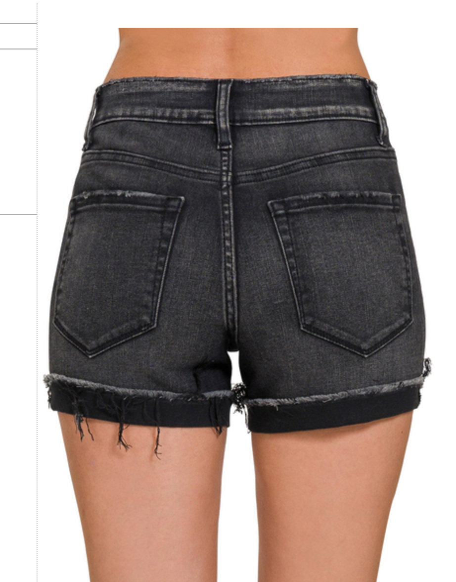 CUFFED RAW HEM DENIM
