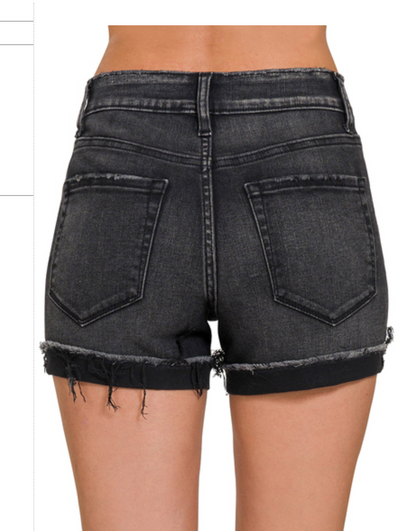 CUFFED RAW HEM DENIM