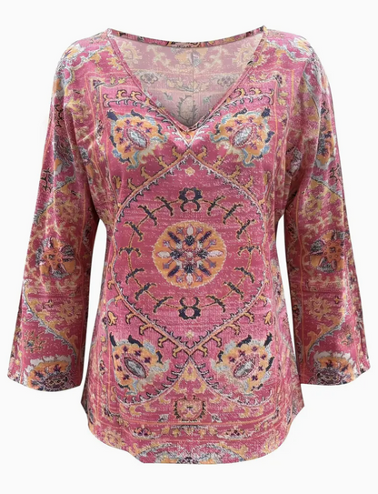 VNECK BOHO 3/4 SLEEVE TOP