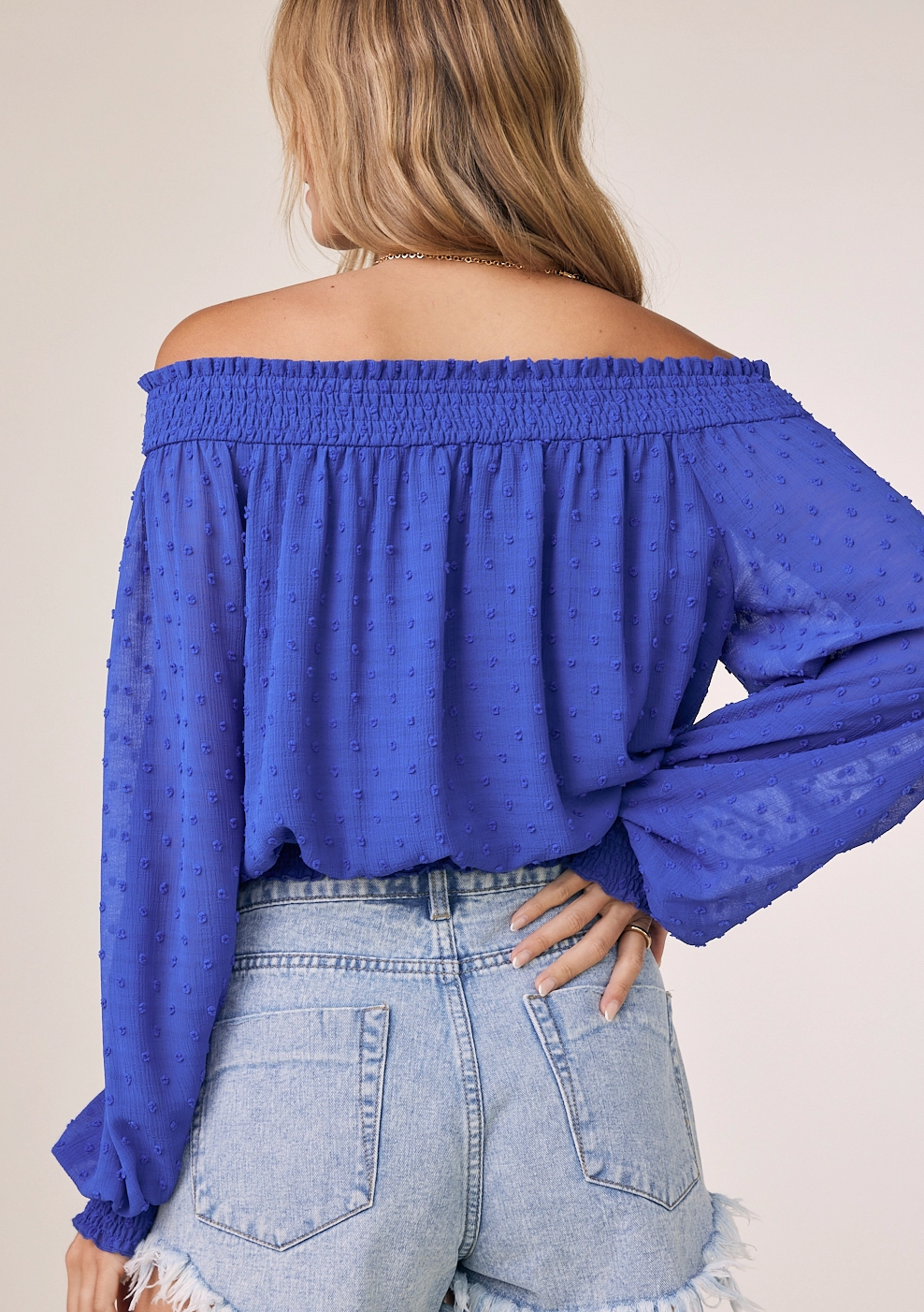 SMOCKING OFF THE SHOULDER BLOUSE