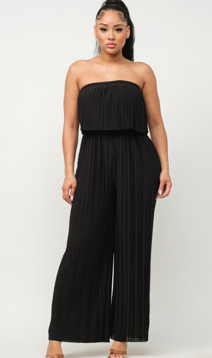 PLEATED STRAPLESS JUMPSUIT